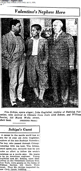 11 Jul 1929 - Valentino's Nephew visits Chicago