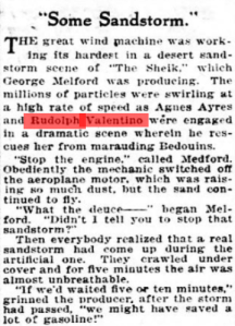 1921- filming the sheik